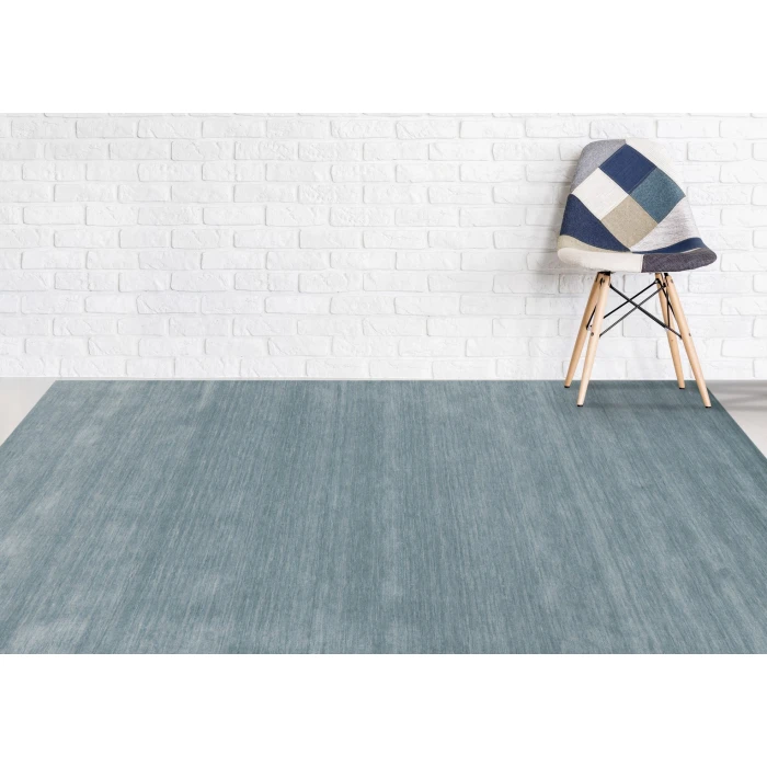 Amer Arizona Rye Solid Light Blue Handwoven Wool Area Rug 5'x8'