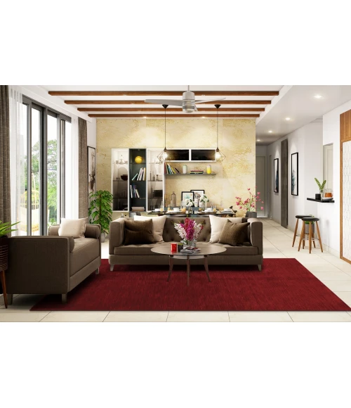 Amer Arizona Rye Solid Red Handwoven Wool Area Rug 5'x8'