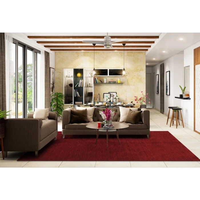 Amer Arizona Rye Solid Red Handwoven Wool Area Rug 5'x8'