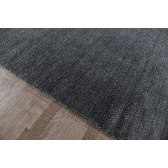 Amer Arizona Rye Solid Dark Gray Handwoven Wool Area Rug 4'x6'