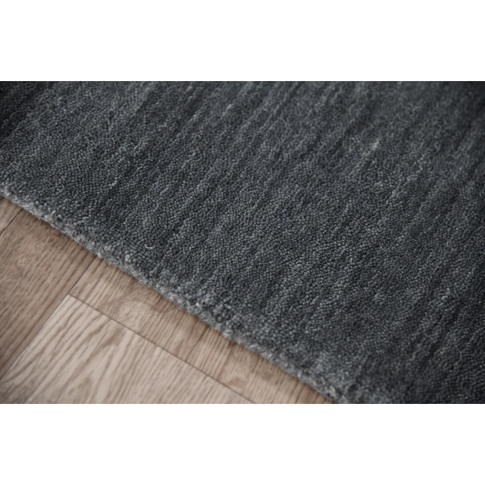 Amer Arizona Rye Solid Dark Gray Handwoven Wool Area Rug 4'x6'
