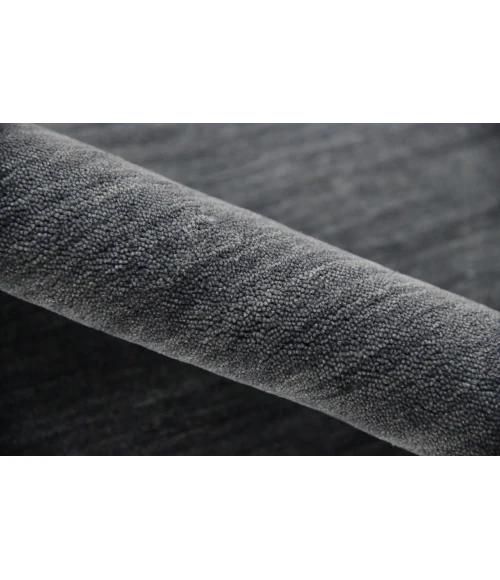 Amer Arizona Rye Solid Dark Gray Handwoven Wool Area Rug 5'x8'