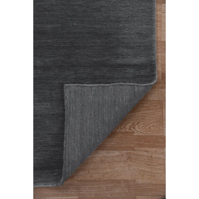 Amer Arizona Rye Solid Dark Gray Handwoven Wool Area Rug 4'x6'