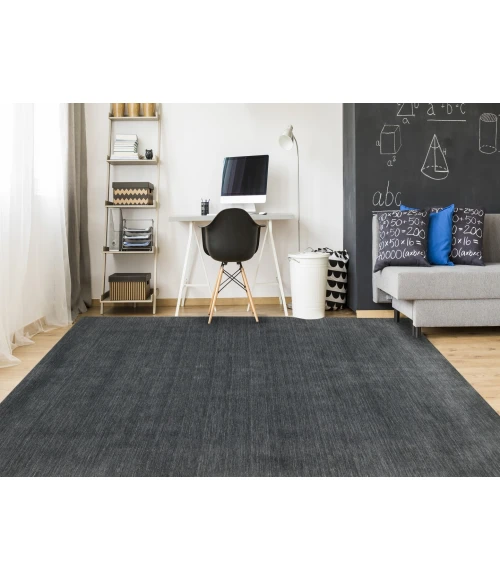 Amer Arizona Rye Solid Dark Gray Handwoven Wool Area Rug 5'x8'