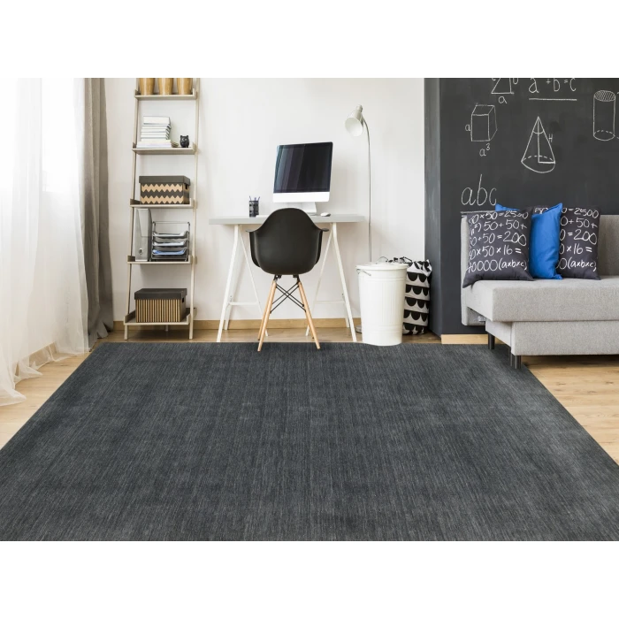 Amer Arizona Rye Solid Dark Gray Handwoven Wool Area Rug 4'x6'