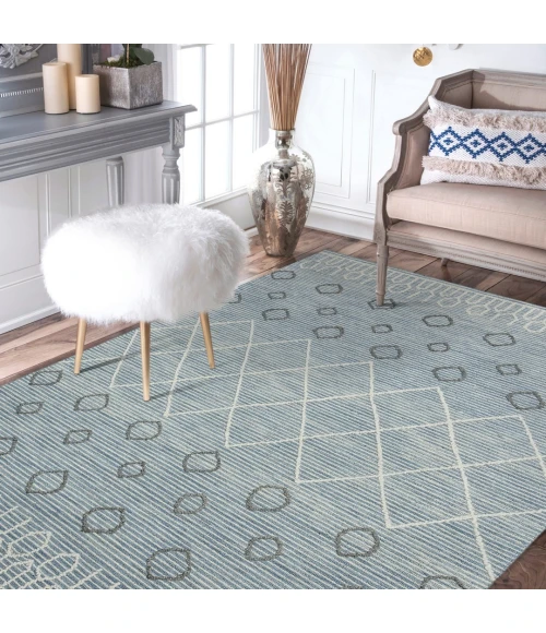 Amer Berlin Lanmore Blue Hand-Hooked Wool Area Rug 8'x10'