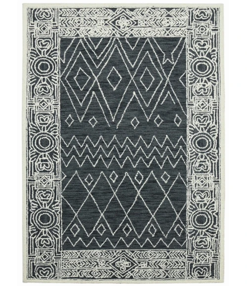 Amer Berlin Suney Charcoal Hand-Hooked Wool Area Rug 8'x10'