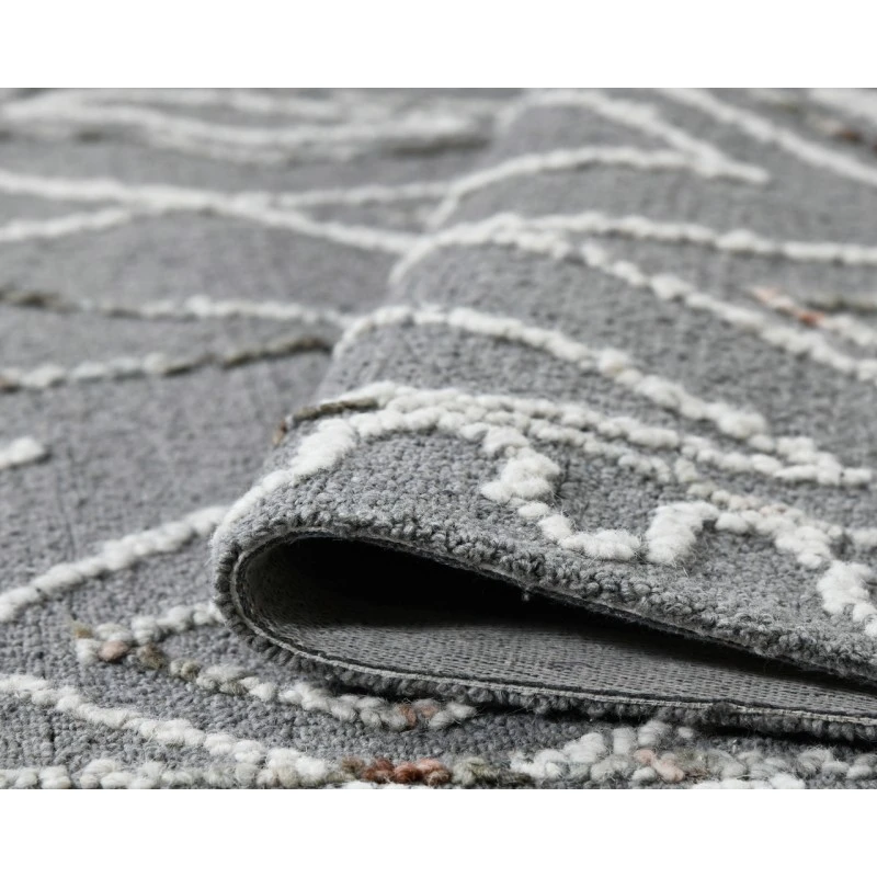Berlin Tania Dark Gray Hand-Hooked Wool Area Rug