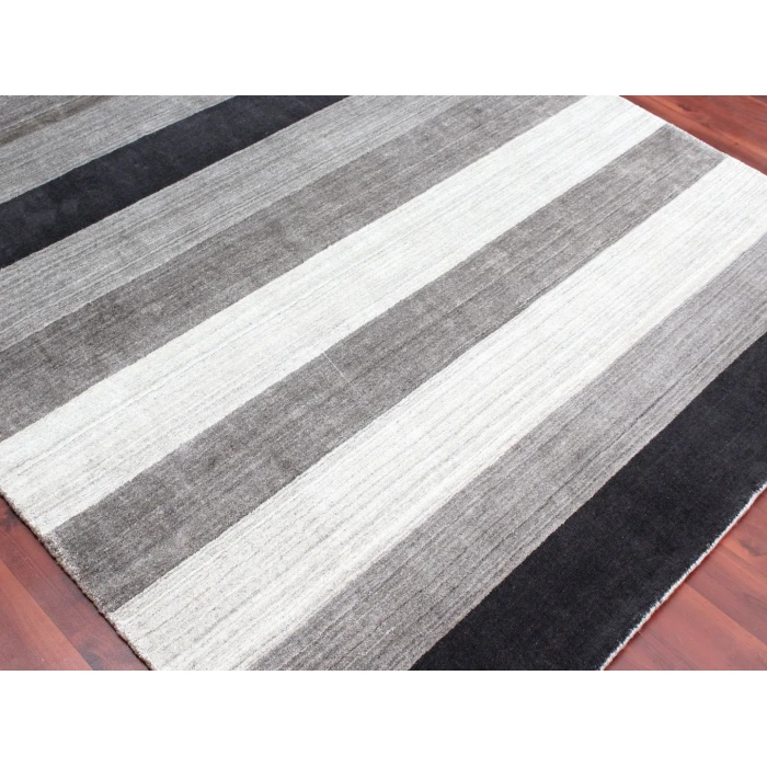 Amer Blend Whitby Charcoal Hand-Woven Wool Blend Area Rug 4'x6'