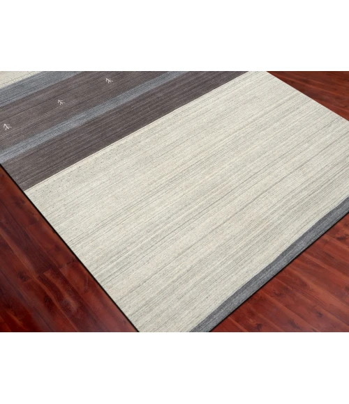 Amer Blend Kently Ivory/Gray Hand-Woven Wool Blend Area Rug 5'x8'