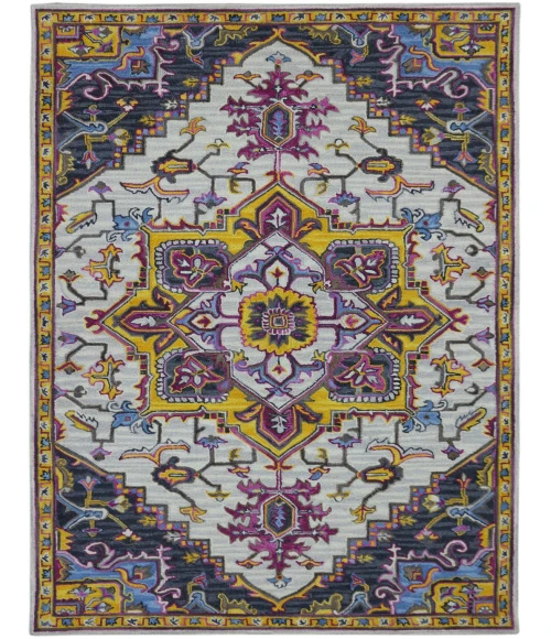 Amer Boho Evreux Yellow/Pink Hand-Tufted Wool Area Rug 5'x8'