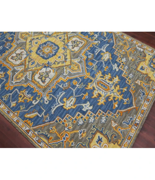 Amer Boho Evreux Blue/Yellow Hand-Tufted Wool Area Rug 8'x11'