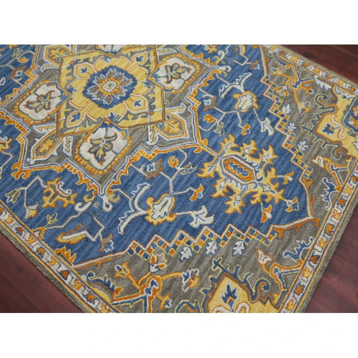 Amer Boho Evreux Blue/Yellow Hand-Tufted Wool Area Rug 8'x11'