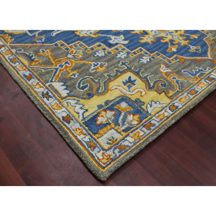 Amer Boho Evreux Blue/Yellow Hand-Tufted Wool Area Rug 8'x11'