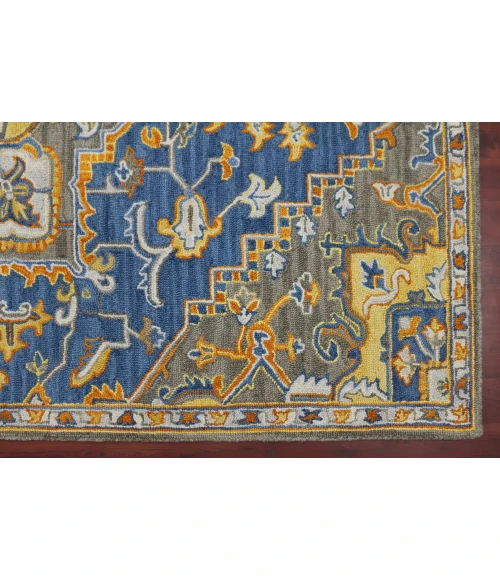 Amer Boho Evreux Blue/Yellow Hand-Tufted Wool Area Rug 8'x11'