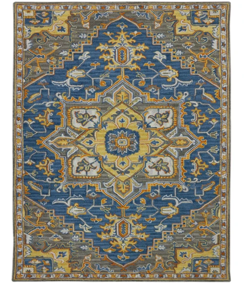 Amer Boho Evreux Blue/Yellow Hand-Tufted Wool Area Rug 8'x11'