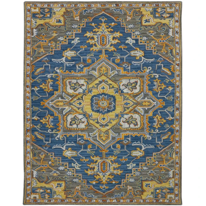Amer Boho Evreux Blue/Yellow Hand-Tufted Wool Area Rug 8'x11'