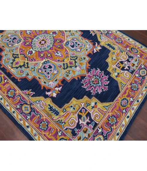 Amer Boho Roanne Navy/Pink Hand-Tufted Wool Area Rug 8'x11'