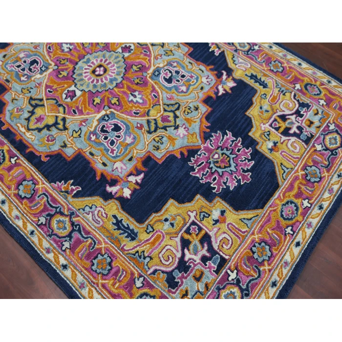 Amer Boho Roanne Navy/Pink Hand-Tufted Wool Area Rug 5'x8'