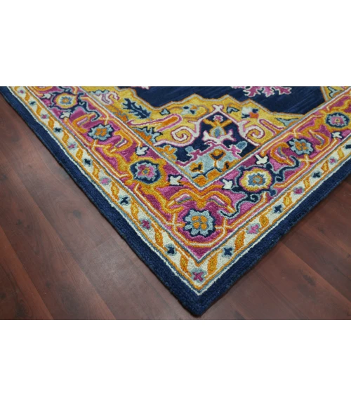 Amer Boho Roanne Navy/Pink Hand-Tufted Wool Area Rug 8'x11'