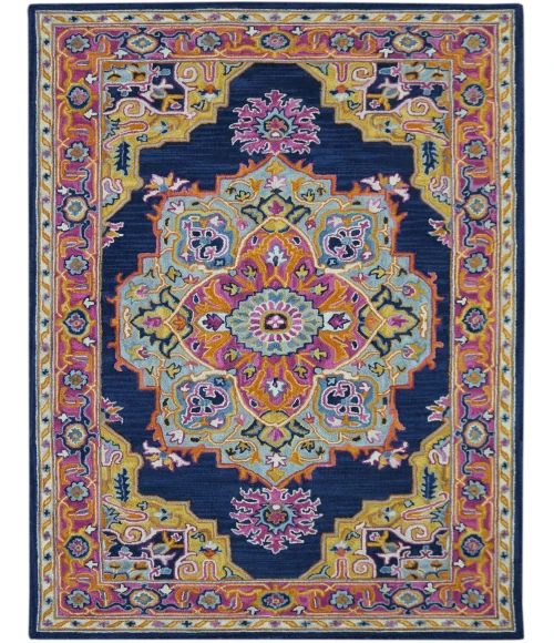 Amer Boho Roanne Navy/Pink Hand-Tufted Wool Area Rug 8'x11'