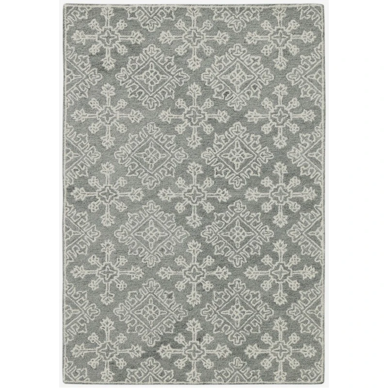 Amer Boston Penswick Light Gray Hand-Tufted Wool Area Rug 7'6"x9'6"