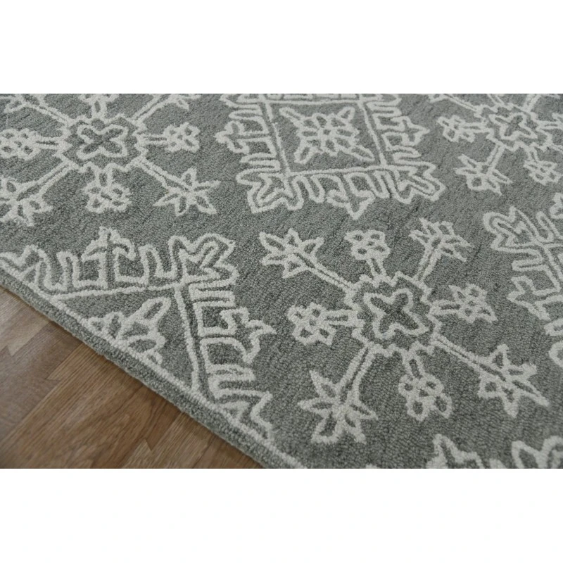 Amer Boston Penswick Light Gray Hand-Tufted Wool Area Rug 7'6"x9'6"