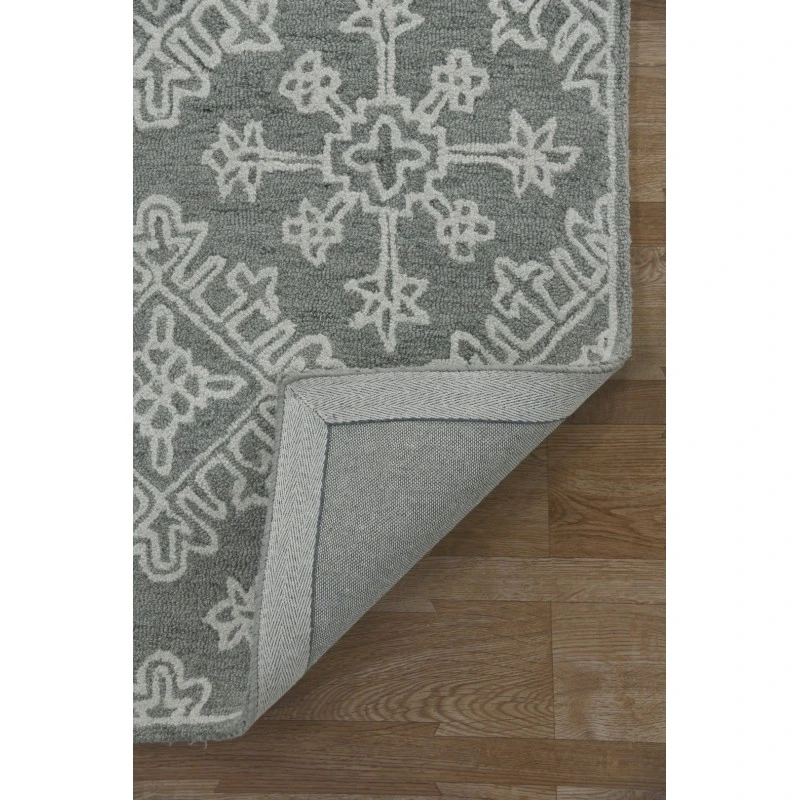 Amer Boston Penswick Light Gray Hand-Tufted Wool Area Rug 7'6"x9'6"