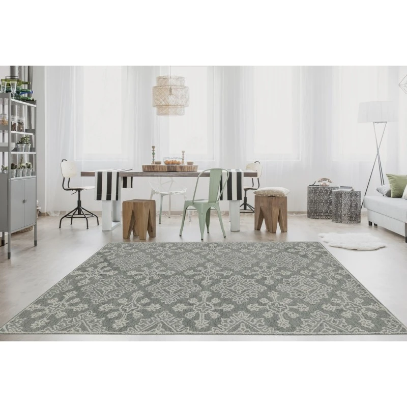 Amer Boston Penswick Light Gray Hand-Tufted Wool Area Rug 7'6"x9'6"
