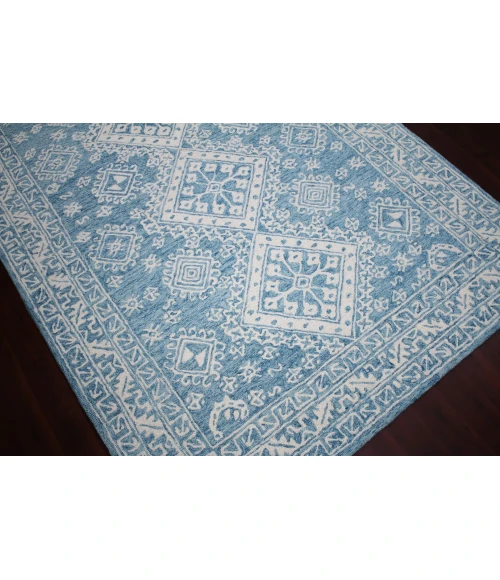 Amer Boston Ilford Blue Hand-Tufted Wool Area Rug 2'x3'
