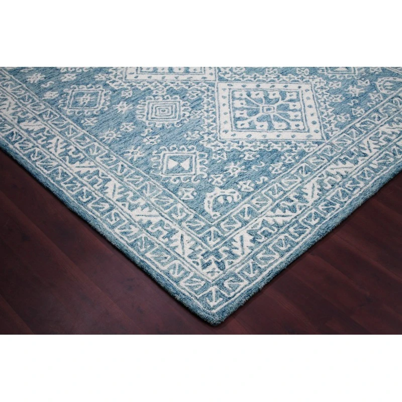 Amer Boston Ilford Blue Hand-Tufted Wool Area Rug 7'6"x9'6"