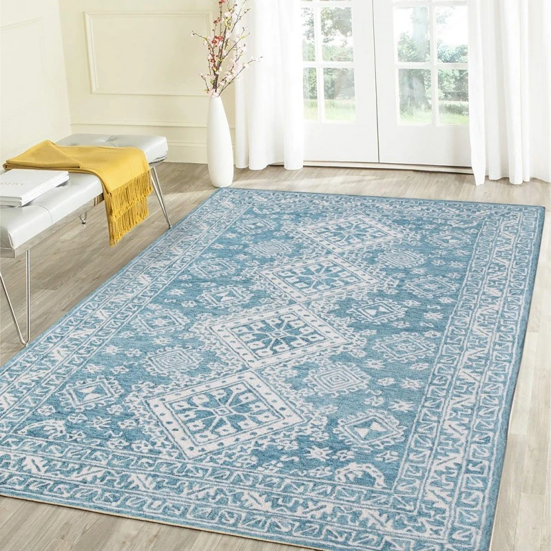 Amer Boston Ilford Blue Hand-Tufted Wool Area Rug 7'6"x9'6"