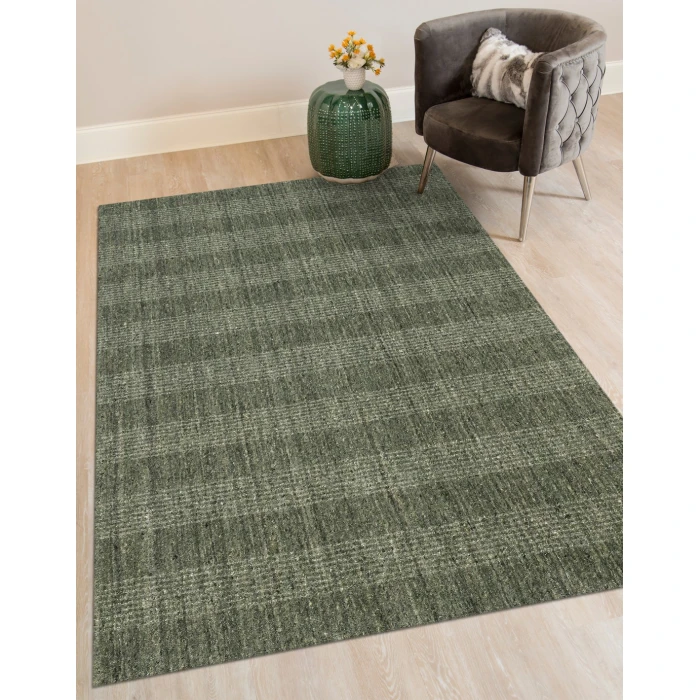 Amer Brooklyn Bays Green Hand-Woven Wool Blend Area Rug 2'x3'