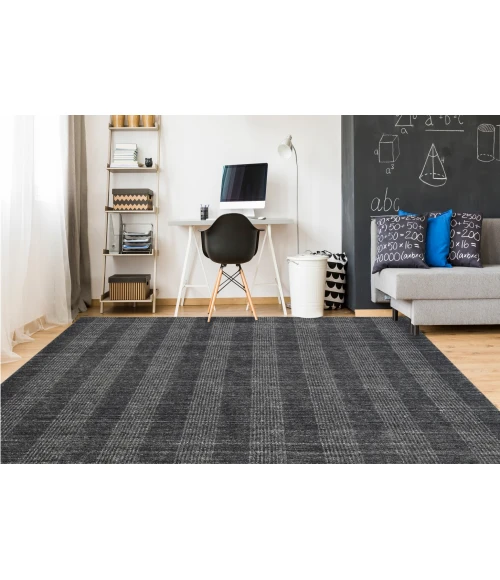 Amer Brooklyn Bays Charcoal Hand-Woven Wool Blend Area Rug 5'x8'