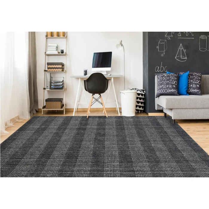 Amer Brooklyn Bays Charcoal Hand-Woven Wool Blend Area Rug 2'x3'
