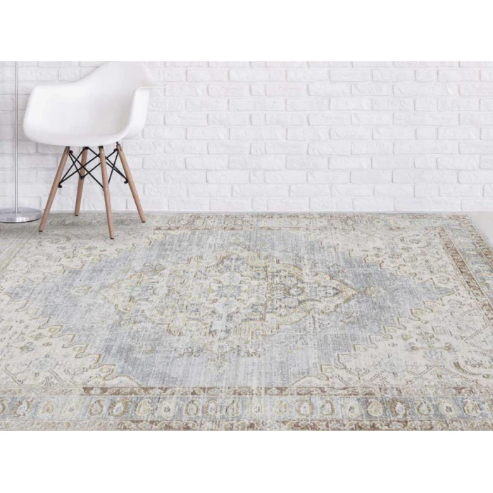 Amer Century Leeds Vintage Gray Polyester Runner Rug 2'6"x8'