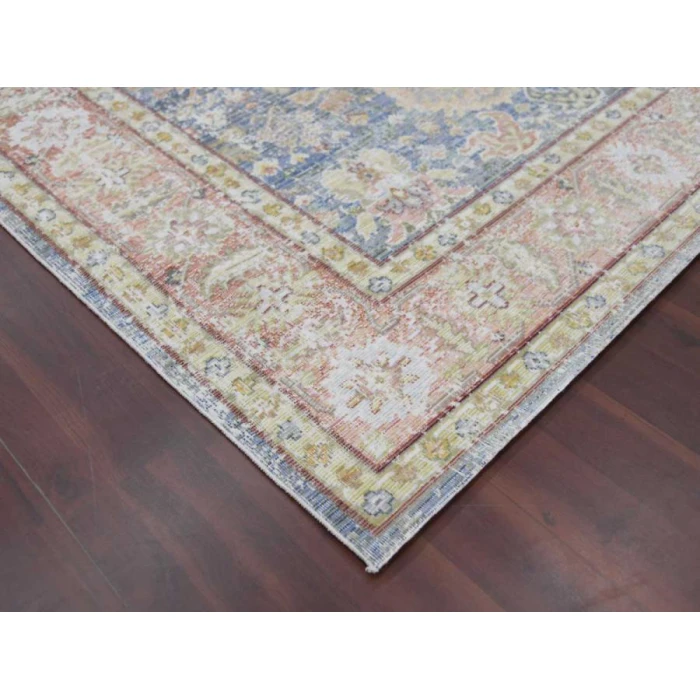 Amer Century Reuda Vintage Blue Polyester Runner Rug 2'6"x8'