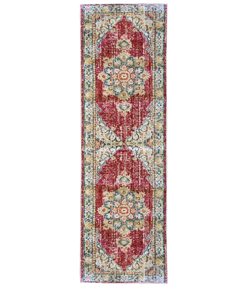 Amer Century Haven Vintage Red Polyester Runner Rug 2'6"x8'