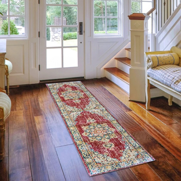 Amer Century Haven Vintage Red Polyester Runner Rug 2'6"x8'