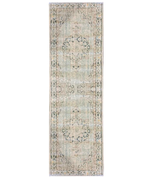 Amer Century Haven Vintage Green Polyester Runner Rug 2'6"x8'