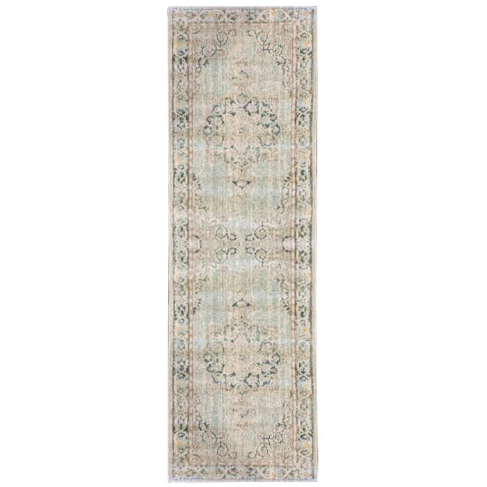 Amer Century Haven Vintage Green Polyester Runner Rug 2'6"x8'