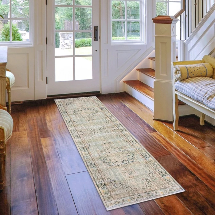 Amer Century Haven Vintage Green Polyester Runner Rug 2'6"x8'