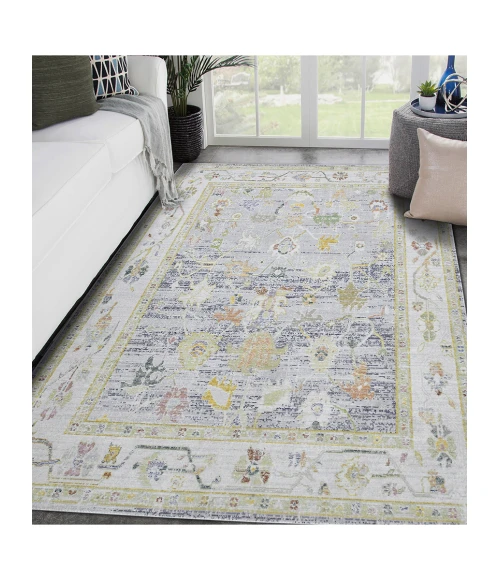 Amer Century Bay Vintage Gray Polyester Runner Rug 2'6"x8'