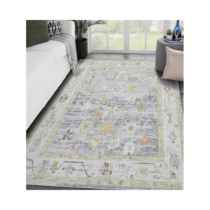 Amer Century Bay Vintage Gray Polyester Runner Rug 2'6"x8'