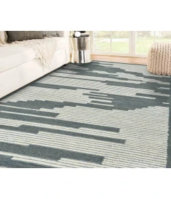 Amer Chicago Umika Blue Geometric New Zealand Rug 9' x 13'