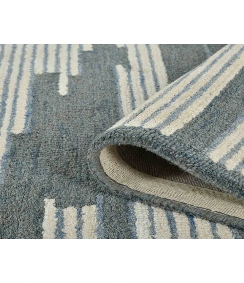 Chicago Umika Blue Geometric New Zealand Area Rug