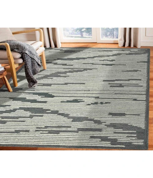 Chicago Turlen Dark Gray Geometric New Zealand Area Rug