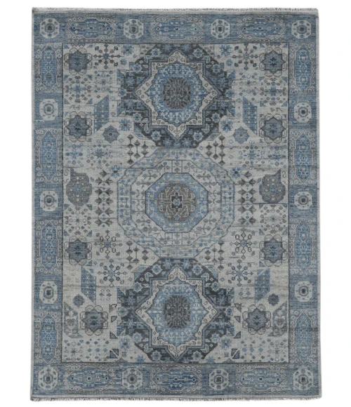 Amer Divine Toluca Blue Hand-Knotted Wool Area Rug 2'x3'