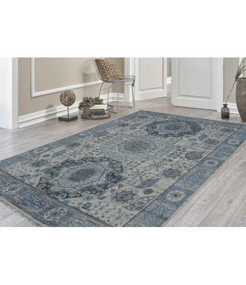 Amer Divine Toluca Blue Hand-Knotted Wool Area Rug 2'x3'