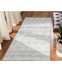 Amer Dune Alliya Charcoal Flatweave Cotton Runner Rug 2'6" x 8'